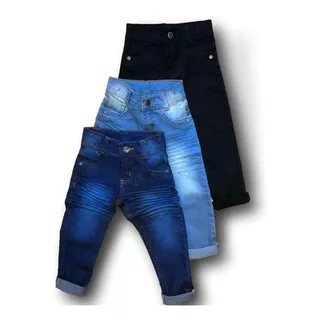 Kit 3 Calça Jeans Infantil Meninos Barata 1 A 8 Anos