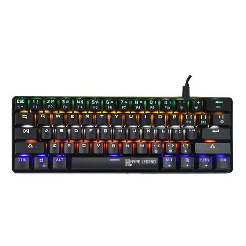 Teclado gamer Hype Legend Rebel QWERTY Outemu Red inglés US color negro con luz RGB