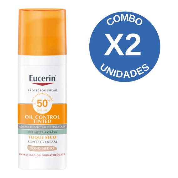 Combo Eucerin Proteccion Solar Toque Seco Tono Medio X 2 Un