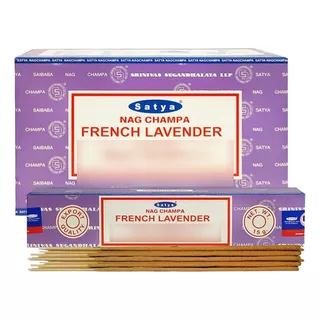 Incienso Premium Satya Nagchampa Lavanda Francesa, Pacote Com 12 Fragrâncias De Lavanda Francesa