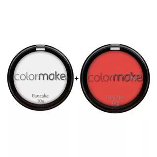 Base Pancake 1 Branco + 1 Vermelho Colormake Maquiagem Tom Kit Pancake Pó Color Make Premium 1 Preto / 1 Vermelho / 1 Branco