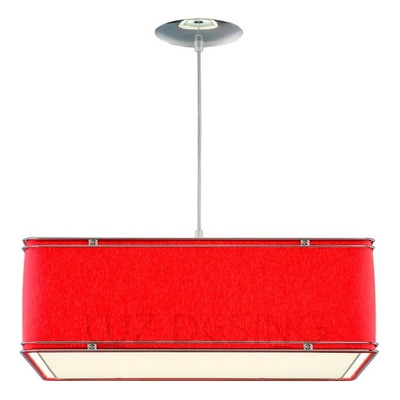 Colgante Cuadrado Cromo 50cm Deco 3 Luces Rojo Apto Led 