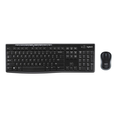 Kit de teclado y mouse inalámbrico Logitech MK270 Español Latinoamérica de color negro