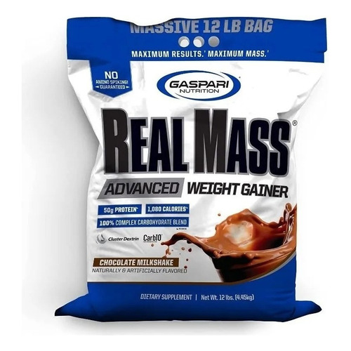 Proteina Gaspari Nutrition Real Mass Advanced 12 Lbs Ganador Sabor Chocolate