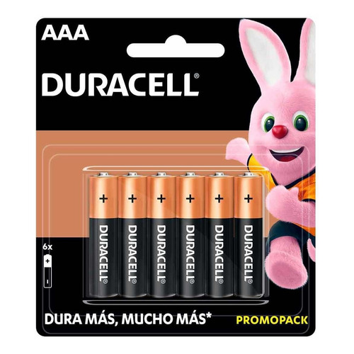 Duracell Pilas AAA alcalinas, baterías de larga duración 1.5V, 6 pilas