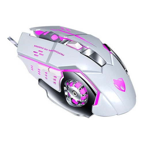 Mouse Twolf V6 Con Cable Color Blanco