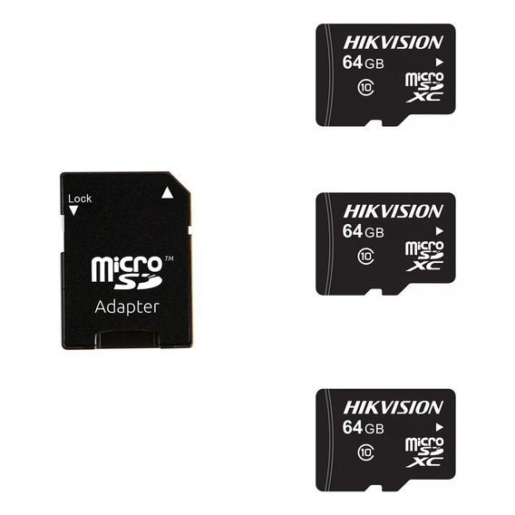 Pack De 3 Memoria Micro Sd 64gb Hikivision + Adaptador 