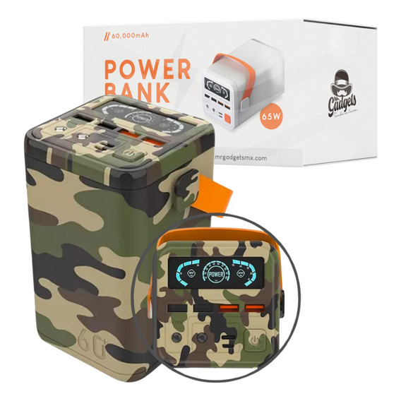 Power Bank 60,000 Mah Bateria Portatil Compacta Carga Rapida Color Camuflaje