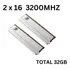 Memória Asgard T3 Ddr4 32gb(2x 16) 3200mhz Prata