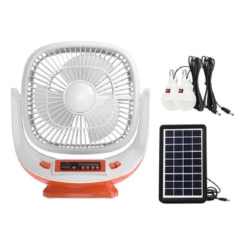 Ventilador Recargable Solar / Linterna / Radio / Bluetooh 