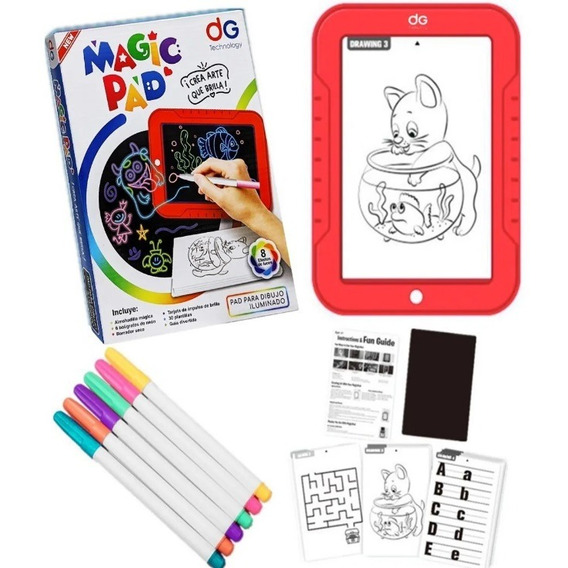 Tableta De Dibujo Con Luz Led Magic Pad Marcadores Gratis