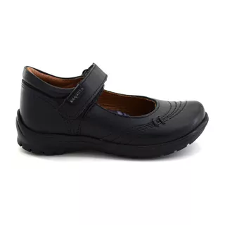 Zapato Escolar Negro Marca Coqueta Con Velcro Para Niña 