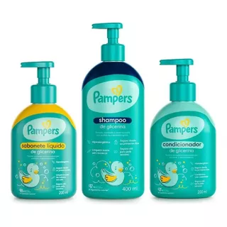 Kit Pampers Sabonete Liquido + Shampoo E Condicionador 