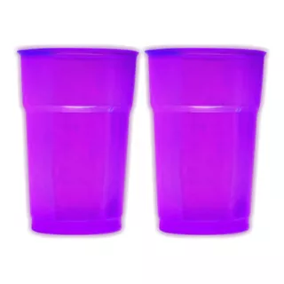 Kit Balada 300 Copo Descartável Neon 300ml + 300 Canudo Fx Cor Roxo