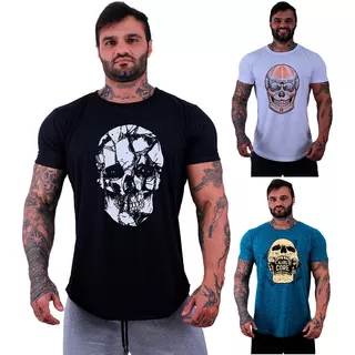 Kit 3 Camisetas Longline Masculina Casual Musculação Camisas