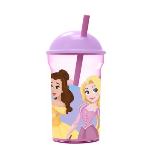 Vaso Tapa Alta + Pajita 460 Ml Disney Princesas Playking Color Rosa