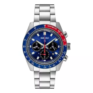 Reloj Seiko Prospex Speedtimer Ssc913p1 100m Hombre Liniers Color De La Malla Plateado Color Del Bisel Azul/rojo Color Del Fondo Azul