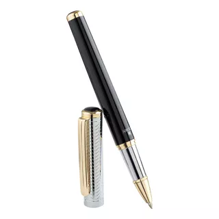 Caneta Crown Regent Rollerball Metal Di29422n Preto E Prata Cor Da Tinta Azul Cor Do Exterior Preto - Prata