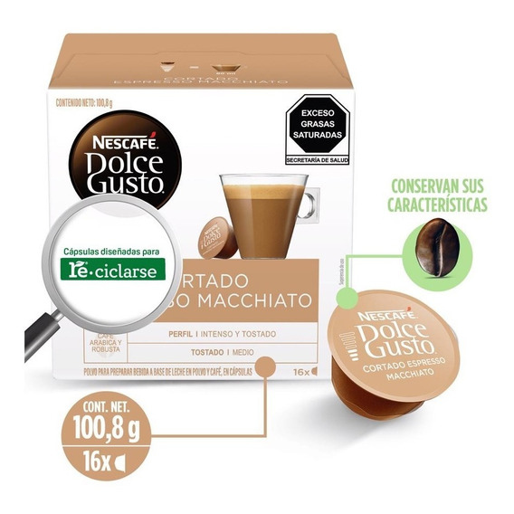 16 Cápsulas Nescafé Dolce Gusto Cortado Espresso Macchiato