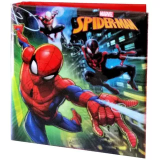 Spiderman Carpeta Escolar N° 3 Pvc Acolchada Y 3 Anillos Color Rojo