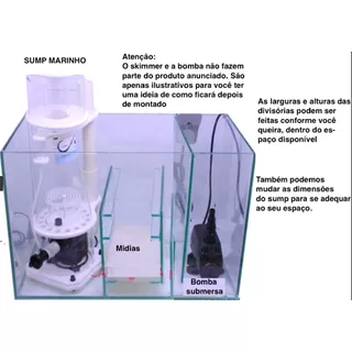 Sump Filtro 50x25x35cm Aquário Marinho / Reef Até 400 Litros