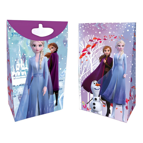 Bolsitas De Carton Fuelle Con Glitter Frozen X8u Color Celeste