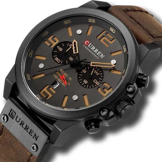 Reloj Curren Hombre Elegante Pulsera Cuero Cuarzo Cronógrafo