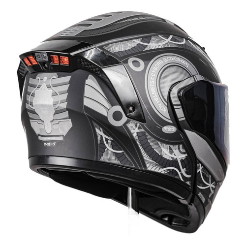 Casco Motociclista Kov Estelar Cyborg Negro Gris Certificado Tamaño del casco XXL