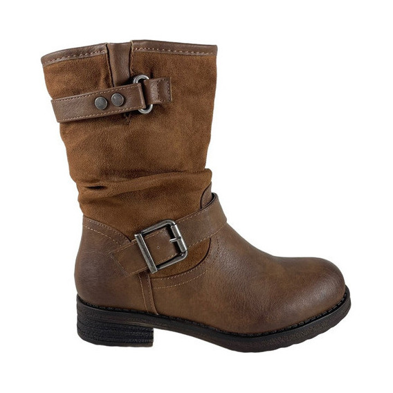 Botin Via Uno Mujer Camel Chiporro Cuero Pu