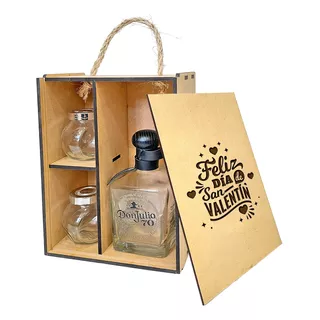 Caja Madera Mdf Para Tequila Con Mecate S/botella C/grabado