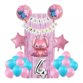 Globos Para Cumpleaños Niña Stitch Disney Lilo Y Stitch Rosa