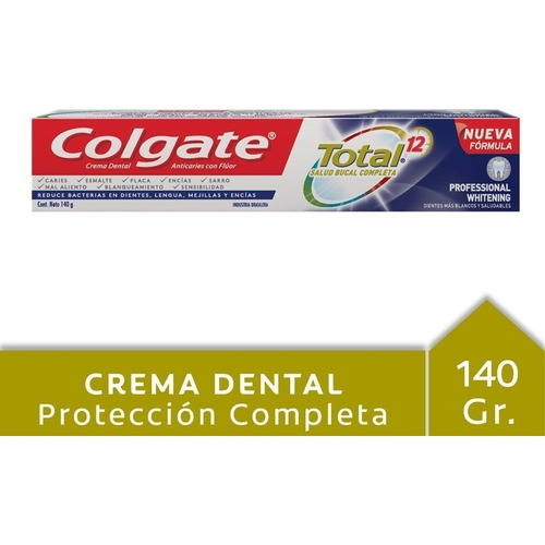 Crema Dental Colgate Total 12 Professional Whitening 140g