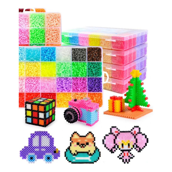 Kit 33000 Hama Beads 54 Colores Mini 2.6 Mm 4 Bases 3 Pinzas