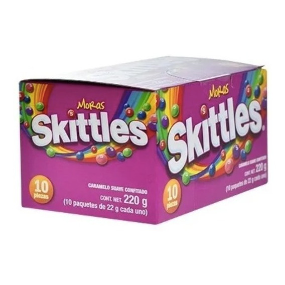 Caja De Dulces Skittles Moras Caramelo Suave Confitado 10 piezas