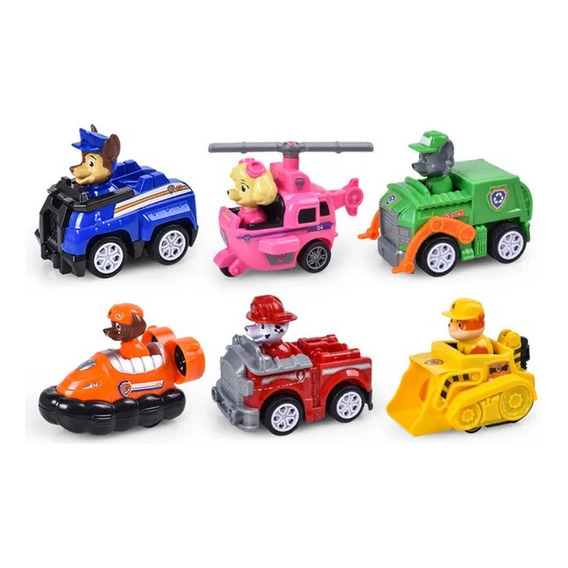 Paw Patrol Patrulla Canina Set X6 Vehículos Friccion Muñecos