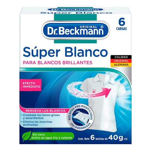 Blanqueador De Ropa Dr. Beckmann Súper Blanco 6pz De 40g C/u