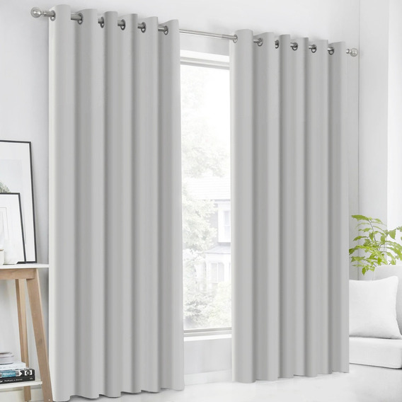 Cortinas Blackout Con Aros 2.80x2.20m Alfer Home Jgo 2 Pzas Color Gris perla