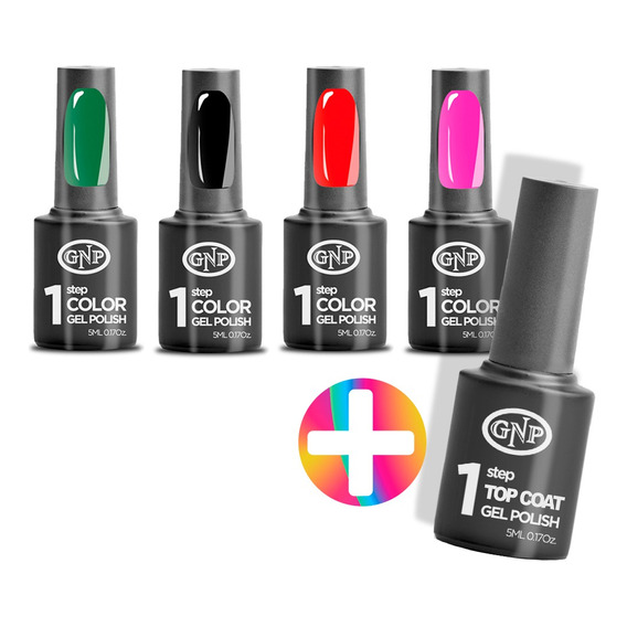 4 Esmaltes Semipermanentes Gel Uv/led Gnp De 1 Paso + Top.