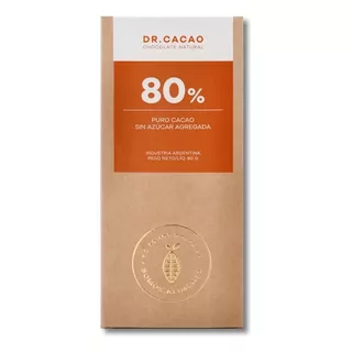 Chocolate Natural Dr Cacao 80% Con Xilitol 80gr