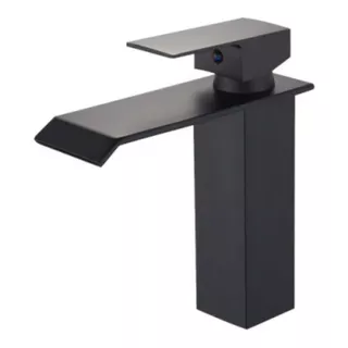 Torneira Banheiro Monocomando Cascata Quadrada Black Matte.