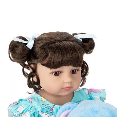 Boneca Bebê Reborn Brastoy Gatinha De 55cm 100% Silicone