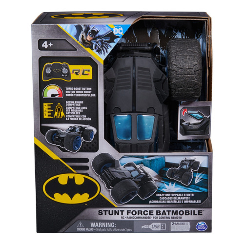 Dc Comics  Batman Stunt Force Batimóvil De Control Remoto Color Negro
