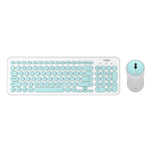 Kit de teclado y mouse inalámbrico Noga S5600 Español Latinoamérica de color blanco y verde