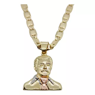 Collar De Jesus Malverde 2.5 Cm De Oro Laminado +estuche V7