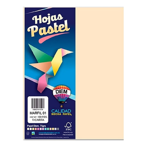 Hoja De Papel Diem Marfil Tamaño Carta 100h 1 Paq