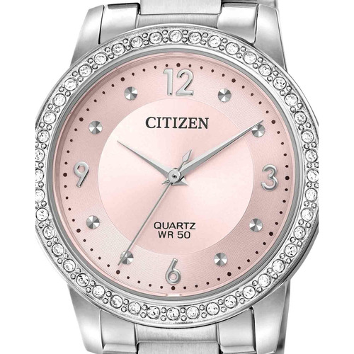 Reloj Citizen Dama Rosa Cristales El3090-81x Color del bisel Plateado Color del fondo Plateado