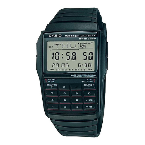 Reloj Casio Dbc-32-1a Data Bank Multilingüe Original E-watch Color de la correa Negro Color del bisel Negro Color del fondo Negro