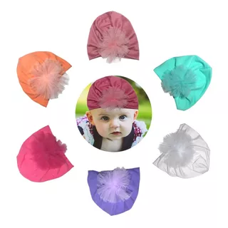 Gorrito Turbante Para Bebe Con Pompon Headwrap Premium 6pz