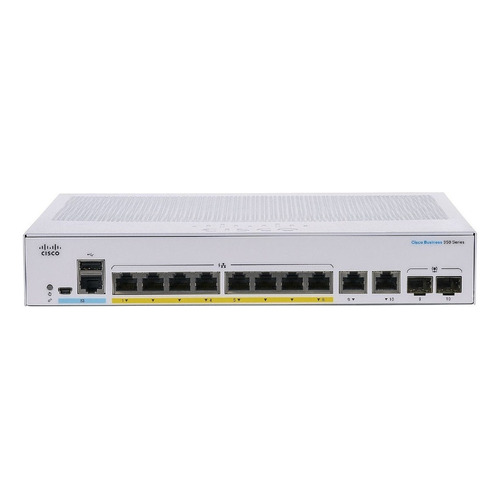 Switch Cisco Cbs350-8p-e-2 8 Puertos Poe+ 2 Puertos Rj45/sfp