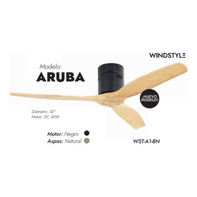 Ventilador De Techo Smart Wifi Madera Aruba Negro Natural 1.321 M 50 Hz/ 60hz Negro Natural Madera 3